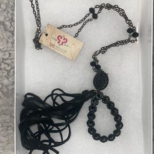 Pink Panache Black Diamond Fringe Necklace